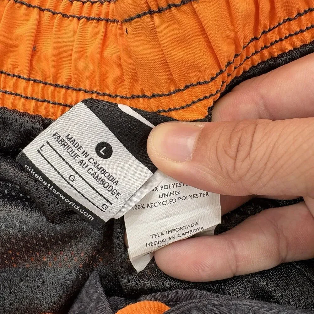 Nike Dri Fit Shorts Men's Size L 8” Orange Black Activewear Basketball